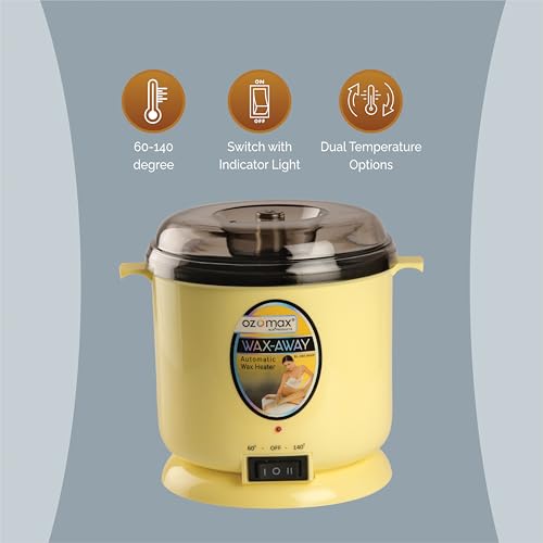 Image of Ozomax Away Wax Heater, Professional-Grade Wax Warmer with Non-Stick Plates for Easy Wax Removal, Hair Removal, Waxing, Fast Heating, Autocut Off, Safe, Durable, Salon, Spa, and Home Use