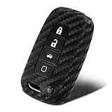 WORCAS Key Fob Cover Case Compatible with Hyundai Azera Elantra Elantra GT EQUUS Genesis Genesis Coupe Santa FE Sonata Tucson Veloster 4 Button Keyless Entry Remote, HYC Carbon Fiber Black (1 Pc)