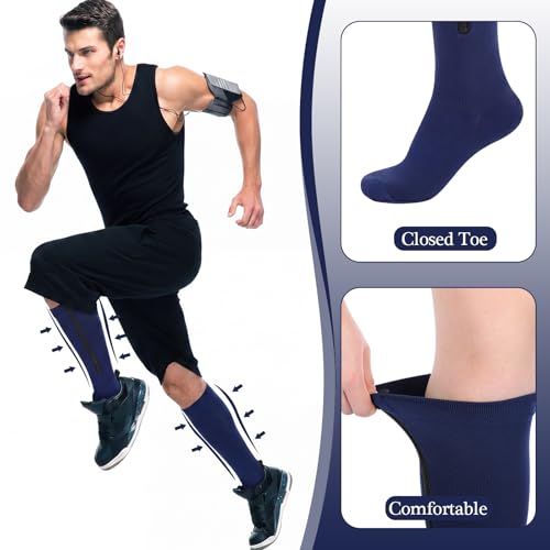 Image of Tarpop 4 Pairs Men Zipper Compression Socks Colorful 20-30mmhg Compression Stockings with Zipper for Men Women Swelling Edema