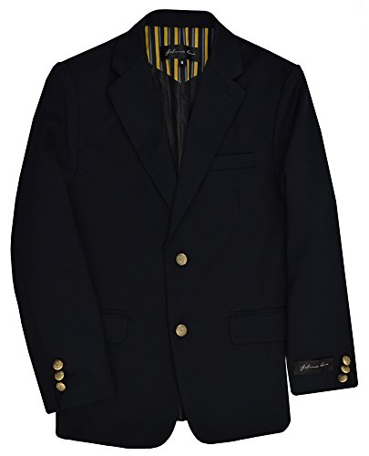 Johnnie Lene Dress Up Boys' Navy Blazer Jacket #JL30 (12, Navy Blue)