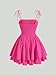 WDIRARA Women's Tie Shoulder Ruched Sleeveless Shirred Layered Ruffle Hem Cocktail Party Cami Dress Hot Pink X-Small