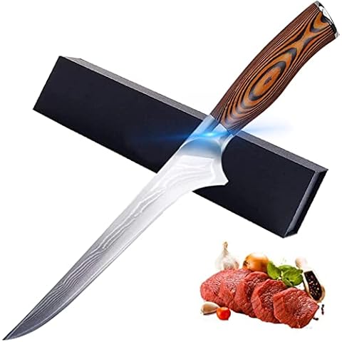 Cuchillo de chef de deshuesado de 6 pulgadas Bayrick con hoja de acero inoxidable de Damasco y mango de madera Cover