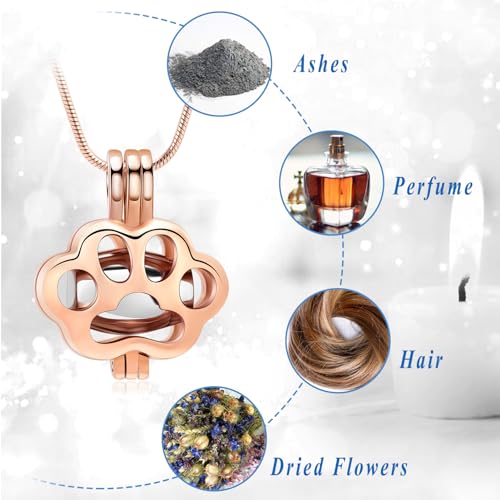 QGJNSGC Pet Cremation Jewelry for Ashes for Dog Cat Paw Print Memorial Locket Urn Necklace with Mini Case Keepsake Cremation Jewelry for Women/Men - Image 3