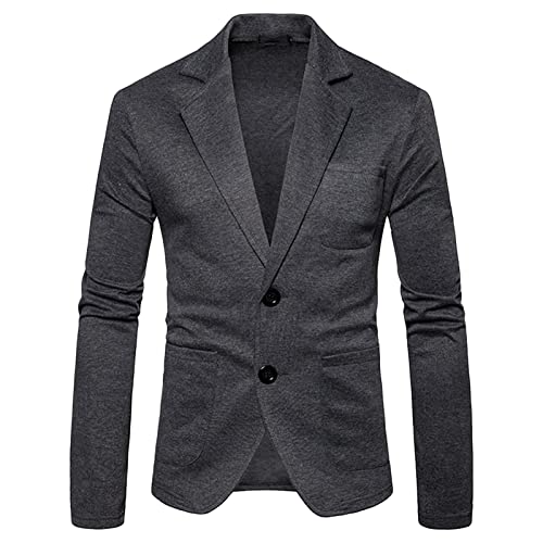 Men's Casual 2-Button Sport Coats Lightweight Slim Fit Cotton Suit Blazer Stylish Single Breasted Party Jackets (Dark Grey,Medium)