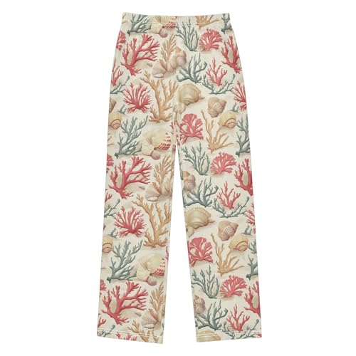 Boys' Pants Coral Seashell Red Green Long Bottoms Jogger Pants Elastic Waist Trousers with Pockets S-XL
