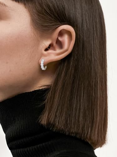 D Color VVS1 Moissanite 15mm Tiny Small Hoop Earrings for Women, Solid Sterling Silver with Gold Plated, Anniversary Christmas Birthday Valentines Jewelry for Her2