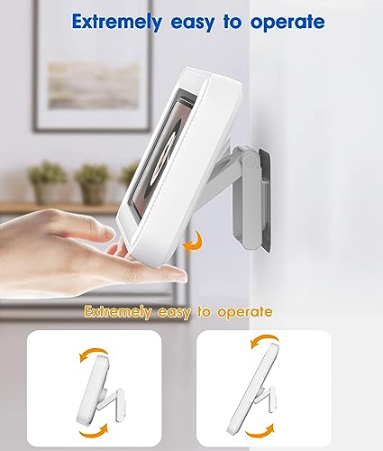 Image of Waterproof Shower Phone Holder with 360 Rotation, Angle Adjustable, Enhanced Sound Quality, Wall Mounted Phone Holder for Bathroom Mirror Bathtub Kitchen, Up to 7 Inch (White)