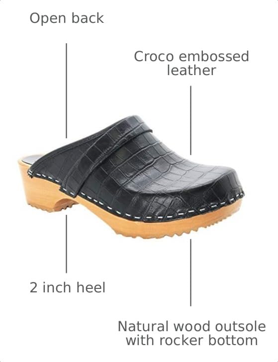 Image of Bjork Maja Wood Open Back Leather Clogs