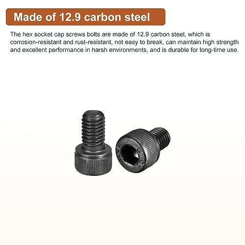 DTGN M8x12mm Socket Head Cap Screws Bolts, 20Pcs 12.9 Grade Alloy Steel, Metric Machine Hex Socket Screw, Hex Drive - Image 3