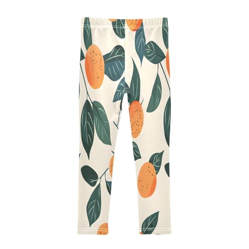 Bolaz Toddler Girls Leggings Printed Yoga Pants Leggings Orange Green Leaves for Kids2