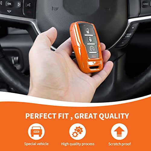 Image of RAZPOY for RAM Key Fob Cover, ABS Key Case Cover Holder Protector Compatible with for 2018-2023 Dodge RAM 1500 2500 3500, Orange