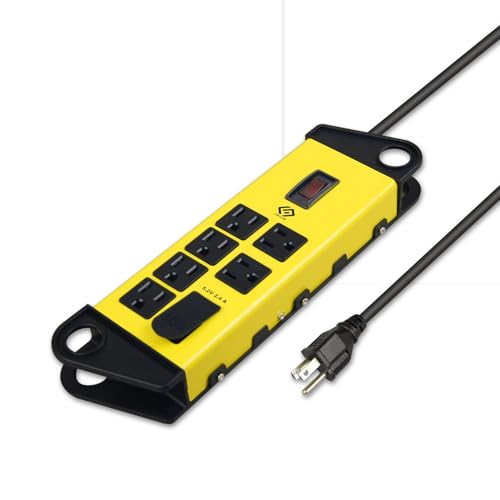 OSKOS Multitoma de 6 tomas con cable de 1.22 m, 2 puertos USB 2.4A (1A1C), 15A/1800W, montaje en pared, UL Listado, diseño metálico miniatura 3