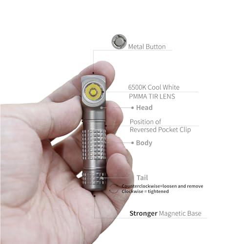 Image of Mankerlight E02 III Titanium Rechargeable Pocket Flashlight, Compact Lightweight LED Headlight (6500K Cool White, Bead Blasted)