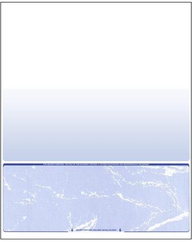 Business Voucher Check Stock - Computer Laser Checks - 250 Sheets, Check on Bottom, Blue Marble