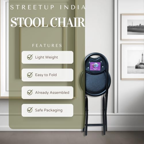 Image of Streetup India 18 Inch Folding Stool Chair Black - Metal