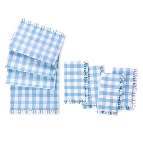 Elrene Home Fashions Set 4 Servilletas y Camino de Mesa Azul miniatura 1