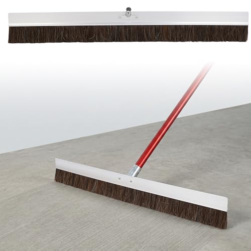 48 Aluminum Backed Concrete Broom with Handle Socket 3 Poly & Horsehair Fibers Concrete Finishing Broom for Driveways Sidewalks Wet Concrete Multi-Purpose Floor Brush