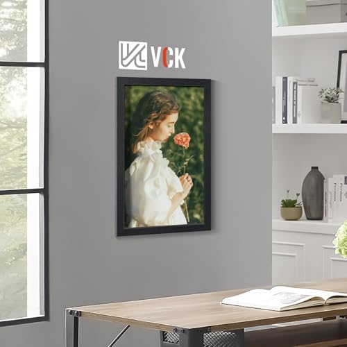 Image of VCK 14x22 Frames - Black, Wide Border Solid Wood Poster Frame, Display Pictures in Horizontal and Vertical, for Home, Office, Gallery, Woodgrain Series, Wall Hanging, 2 Pack