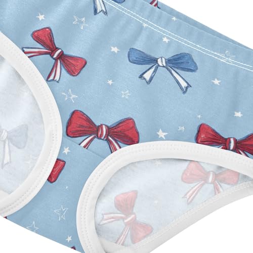 Wusikd Red White Blue Bows (2) Girls' Underwear Cotton Girls Briefs Soft Toddler Underwear 2T4