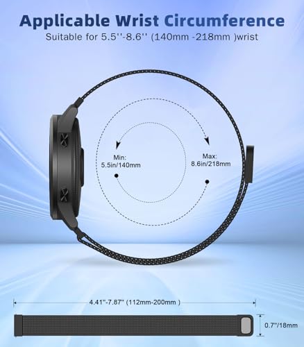 Image of 18mm Metal Watch Band Compatible with Garmin Venu 4 41mm /3S /2S; Forerunner 265S /255S; Vivoactive 4S /Vivomove 3S, Mesh Stainless Steel Replacement Strap Clasp Wristband, Black