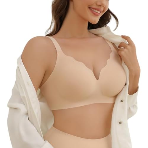 Seamless Wireless Bra for Women with Support - No Underwire Full Coverage Push Up Bras Black Small