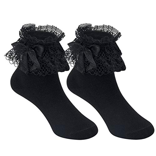 Girls Ruffle Socks Toddler Cute Lace Bowknot Frilly Dress Ankle Socks2