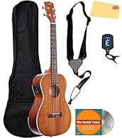SUPERIOR QUALITY & RICH SOUND: Visually beautiful, this ukulele boasts a satin finish, a Mahogany top, back and sides, providing rich, full tones. This ukulele keeps the look and sound, nice and clean with excellent projection. STRUM IT OR PLUG IT: Y...