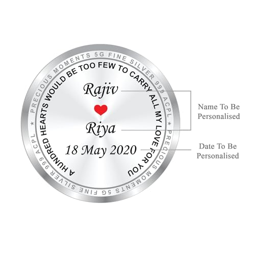 Image of TRUESILVER ACPL BIS Hallmarked Personalised Anniversary 5 /10 /20 /50 /100 gm 999 Pure Silver Coin by ACPL