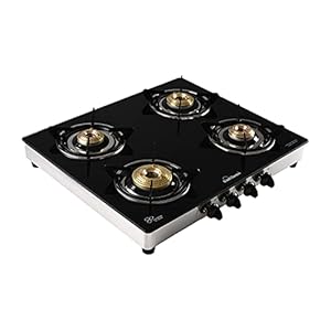 Sunflame Crystal Stainless Steel 4 Burner Gas Stove, Silver
