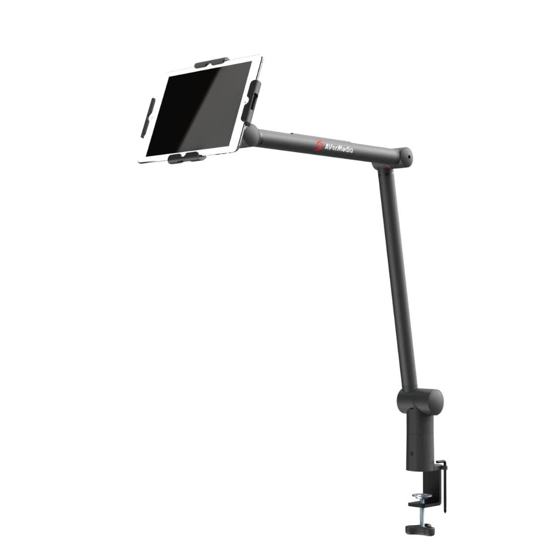 AverMedia Live-Streamer-Arm BA311, Verstellbarer, um 360 Grad drehbarer Mikrofonarm – Aluminium-Mikrofonarm im Rohrstil, Faltbarer Scherenarm für Gaming, Live-Stream und Podcast