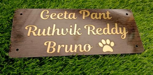Image of Unique Customized Personalized Acrylic Name Board Plates For Home Entrance Outdoor Indoor House Door Office Flat Bungalow 12 inch x 5 inch