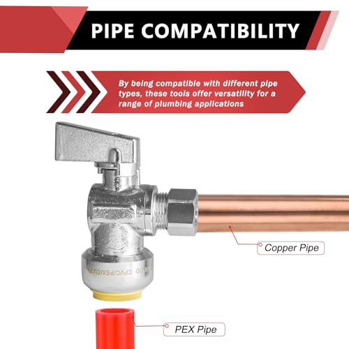 (Pack of 2) EFIELD Push Fit 1/4 Turn Angle Stop Valve Water Shut Off 1/2 Push x 3/8 Inch Compression Chrome,(PF-UNI004)