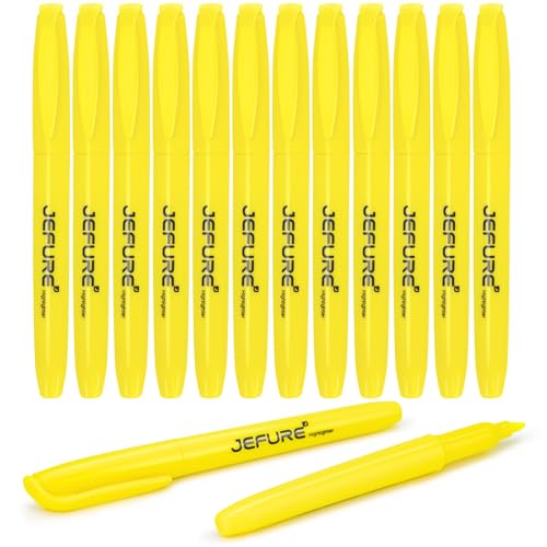 JEFURE 12 Pcs Highlighters, Chisel Tip, yellow Bible Highlighters Bulk - Quick Dry, Ideal for Studying, Note-Taking, School Supplies for Teachers