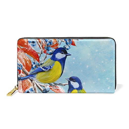 GIGIJY - Bonito monedero de invierno con diseño de pájaro para mujer, cartera larga con cremallera, multicolor, Talla única