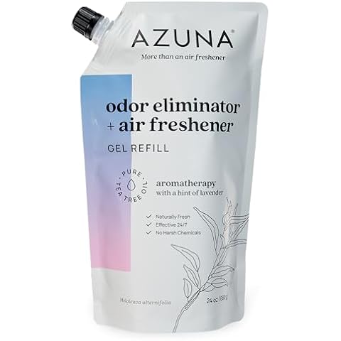 Azuna All-Natural Odor Remover Gel Refill Pouch | Air Purifier with Tea Tree Oil | Plant-Based & Long Lasting | For Pet Odors, Smoke & Strong Odors | Lavender Aromatherapy, 24 oz. Cover