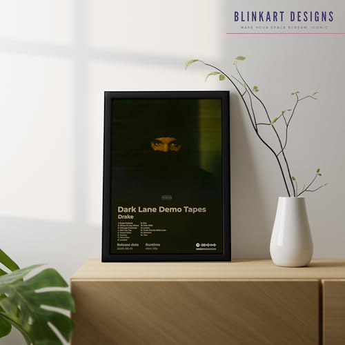 Image of BLINKART Drake- Dark Lane Demo Tapes Wall Photo Frames | Wall Art for Bedroom, Living Room, Studio or Office | Album Cover Print with Spotify Song Link QR Code | Gift for Fans - 8x12 In