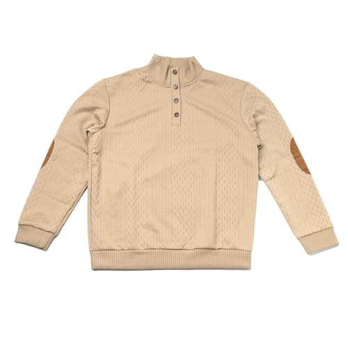 Men’s Casual Outdoor Cashmere Sweater – Stand Collar Long Sleeve Button Pullover Sweater for Fall & Winter2