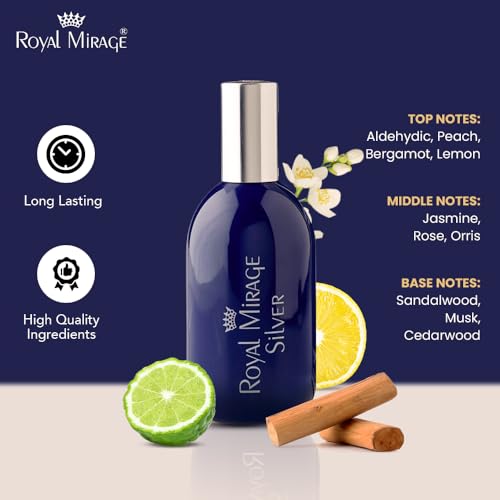 Image of Royal Mirage Silver Eau De Cologne | All-Day Freshness | Perfume for Man & Woman | Timeless Sophistication | Long-Lasting Fragrance | Citrus, Floral & Woody Notes | Affordable Luxury | 120ml
