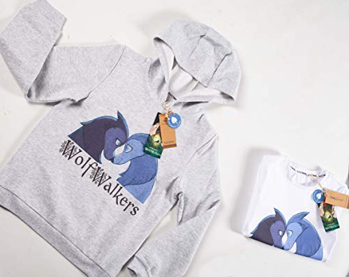 WolfWalkers Grey Hoodie Sweatshirt for Kids, 100% Cotton2