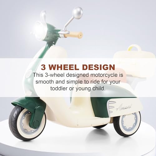 Image of Little Rides Lambretta Scooter | Rechargeable Battery Operated Ride-On Bike for Kids | Ages 2 to 5 Years | Premium Ride-On Toy Bike for Toddlers - Children - (Green)