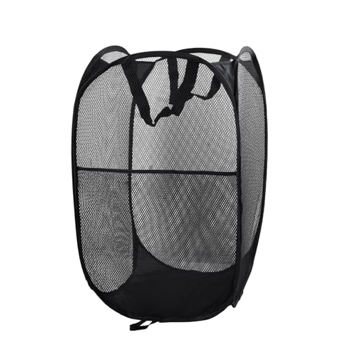 Dokeno Portabiancheria Pieghevole, Cesto Portabiancheria Pieghevole a Rete con Tasca Laterale, Nero Portabiancheria Sporca Laundry Basket con Manici per Casa Accessori per Riporre Vestiti Giocattoli