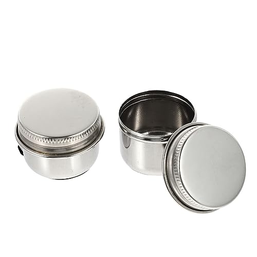 TEHAUX 6 Piezas Bote de pluma bote de limpieza de pluma taza de paleta de doble cucharón aceitera aceitero recipiente lavabo de pincel lavadora de pinceles de artista Silver Reutilizable