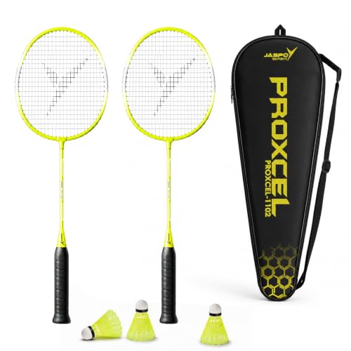 Image of Jaspo Proxcel-1102 Badminton Kit | Lightweight Metal Badminton Rackets with Shuttlecocks | Balanced Frame | Comfortable Grip for Powerful Smashes | Ideal for Beginners, Kids & Teens