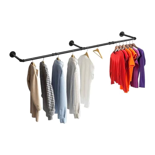 SERENITA Heavy Duty Super Long Industrial Pipe Clothing Rack, Hanging Rod for Closet, Wall Mounted Multi Purpose