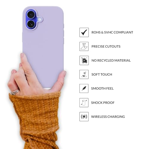 Image of SPRIG Compatible with iPhone 16 Premium SilkTone (Liquid Silicone) Back Cover Drop Tested Shock Proof Mobile Case for Men, Women, Boys and Girls with Camera Protection (Light Purple)