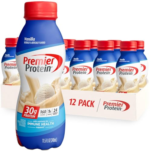 Premier Protein Shake, Vanilla, 30g Protein, 1g Sugar, 24 Vitamin...