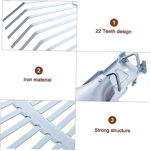 1pc 22 Remover Leaves Up Wire Rake Clean Gardening Steel for Head Farm Teeth Hand Rakes Shrub Leaf Harrow Grass Tool Replacement Multiple Quick Silver Metal Expandable Garden/848 - Image 5