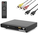 DVD-Player für Fernseher mit HDMI, spielt alle Regionen und Formate, CD-Player für Zuhause, unterstützt 1080P Video/CD/DVD/VCD/JPEG/USB, Fernbedienung, HDMI- und Cinch-Kabel im Lieferumfang enthalten