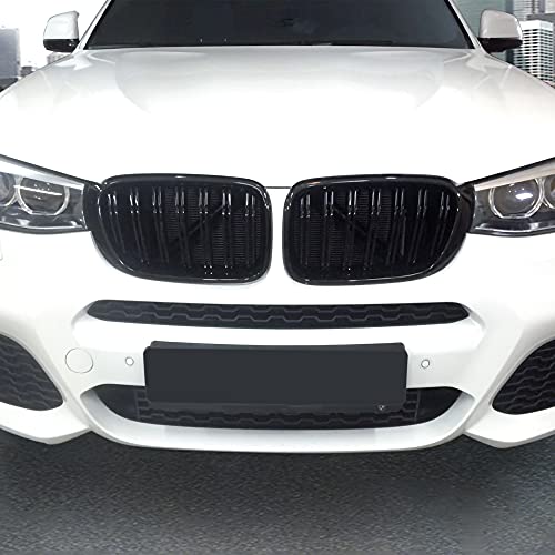 F25 Grille, Abs Front Replacement Kidney Grill For X3 Series F25 2015-2017 X4 Series F26 Gloss Black #TOP6