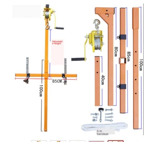 Herramienta de elevación para instalación de aire acondicionado con cabrestante manual y soporte plegable miniatura 3